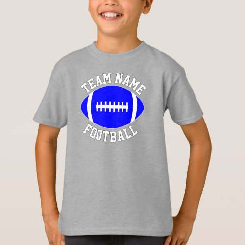 Blue Football Team Name Player and Number Sports T_Shirt