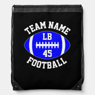 Blue Football Team Name, Player Position & Number Drawstring Bag