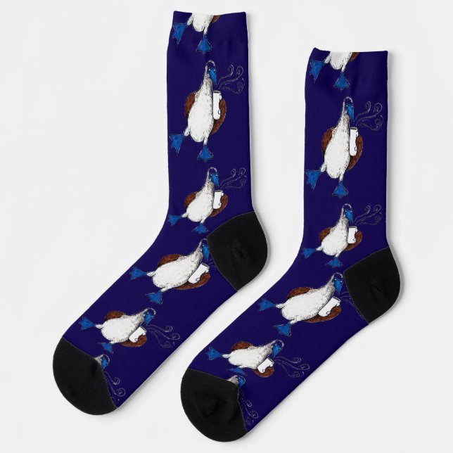 Blue Footed Bird Socks (Left)