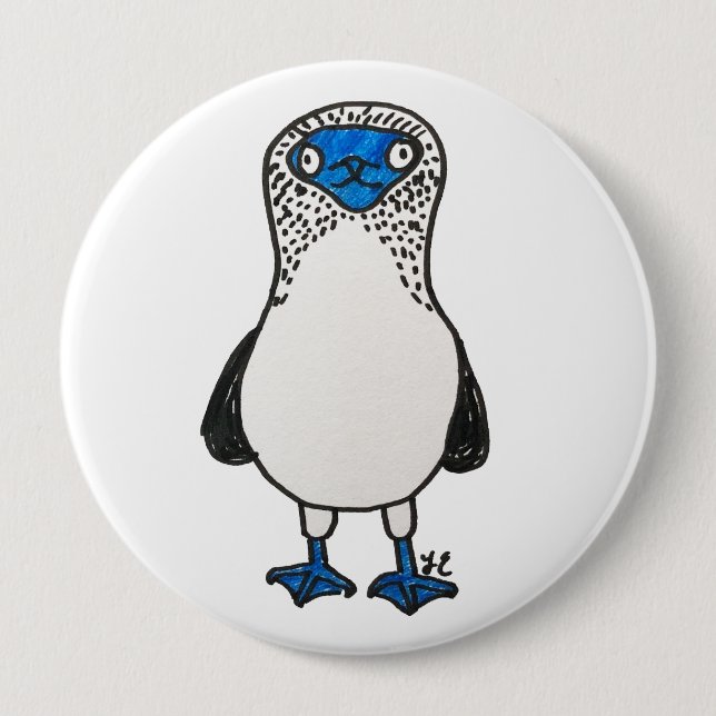 Blue Footed Booby Galapagos Bird Button (Front)
