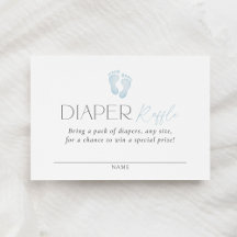 Blue Footprint Baby Shower Diaper Raffle Ticket