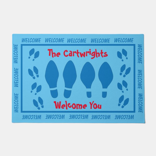 Blue Footprints and Welcome Doormat (Front)