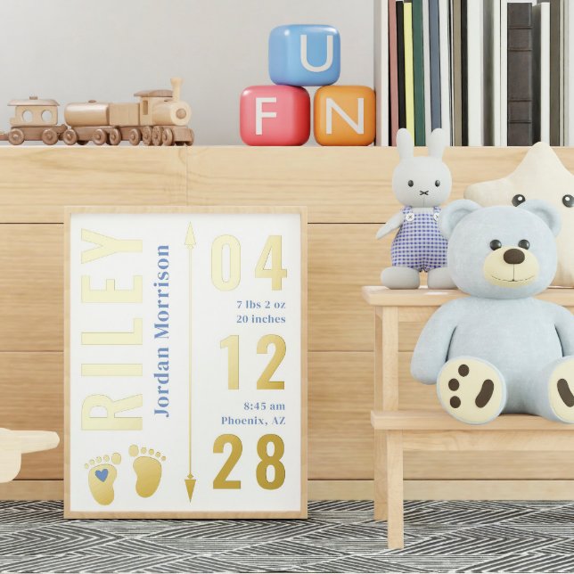 Blue Footprints Baby Birth Stats Nursery Decor (Creator Uploaded)