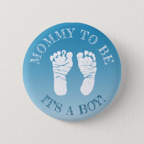 Blue Footprints boy Baby Shower Mom to be Button