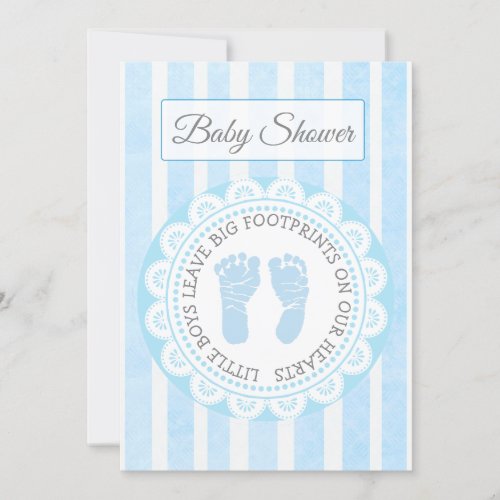 Blue Footprints Boys Baby Shower Invitation