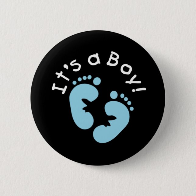 Blue Footprints It's a Boy Button (Front)