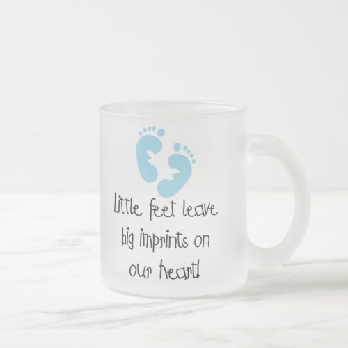 Blue Footprints Little Feet Big Imprints Frosted Glass Coffee Mug