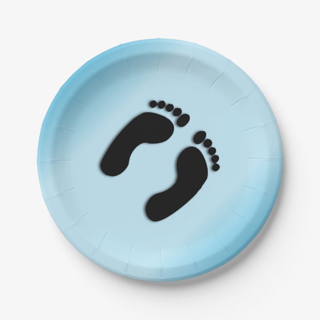 Blue Footprints Paper Plates (Front)