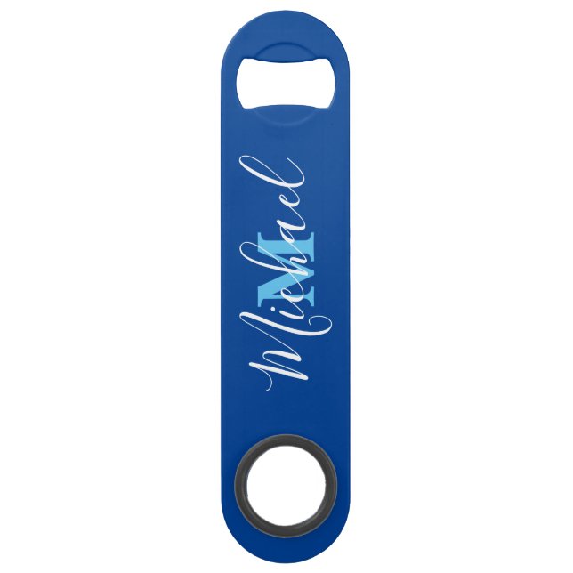 Blue for Men Personalized Speed Bottle Opener (Front)