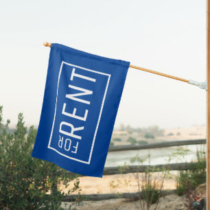 BLUE FOR RENT SIGN FLAG