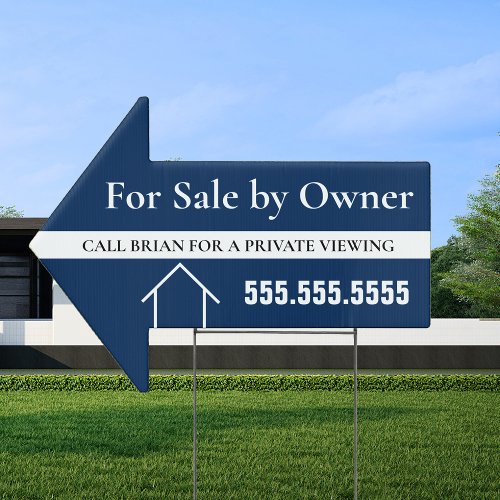 Blue For Sale by Owner Arrow Custom Yard Sign