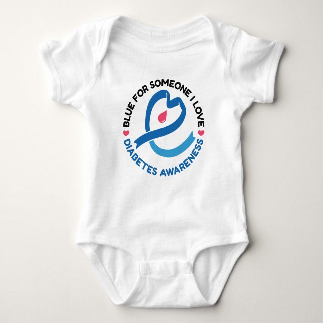 Blue for Someone I Love – Diabetes Awareness Baby Bodysuit (Front)