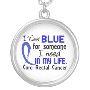 Blue For Someone I Need Rectal Cancer Silver Plated Necklace