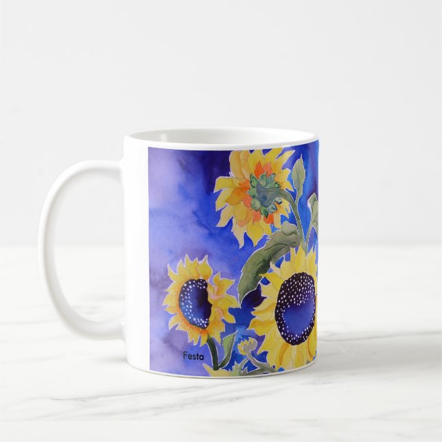 Blue for you Sunflowers Coffee Mug (Left)