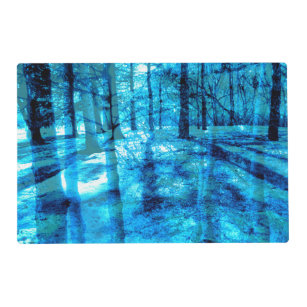 Blue Forest Abstract Nature Art  Placemat