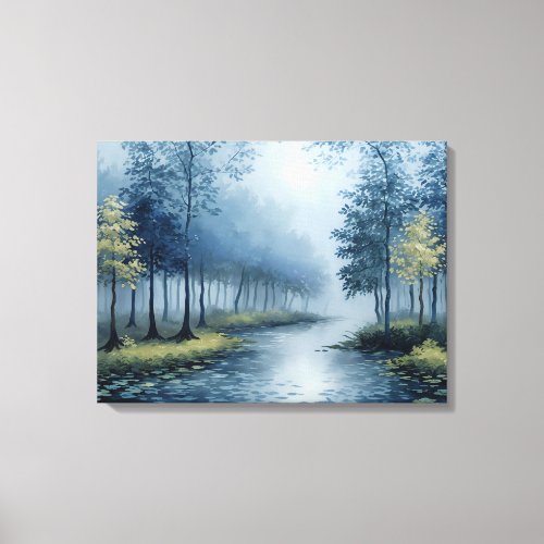 Blue Forest Art Misty Forest Canvas Print