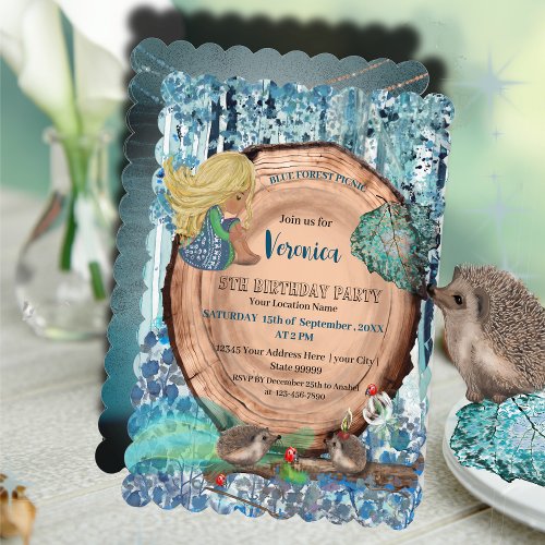 Blue Forest Birthday Party Invitation