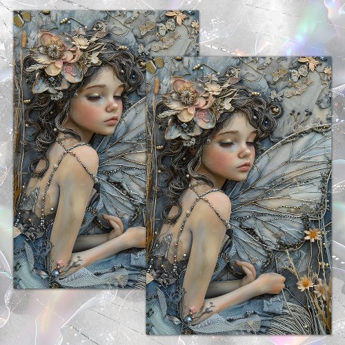 BLUE FOREST FAIRY GIRL DECOUPAGE TISSUE PAPER