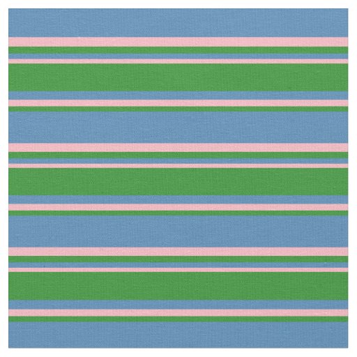Blue, Forest Green & Light Pink Stripes Pattern Fabric