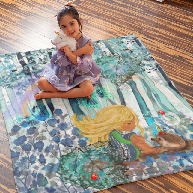 Blue Forest Little girl Fleece Blanket (Blue Forest Little girl Fleece Blanket)