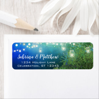 Blue Forest Mason Jar Lights Return Address Label