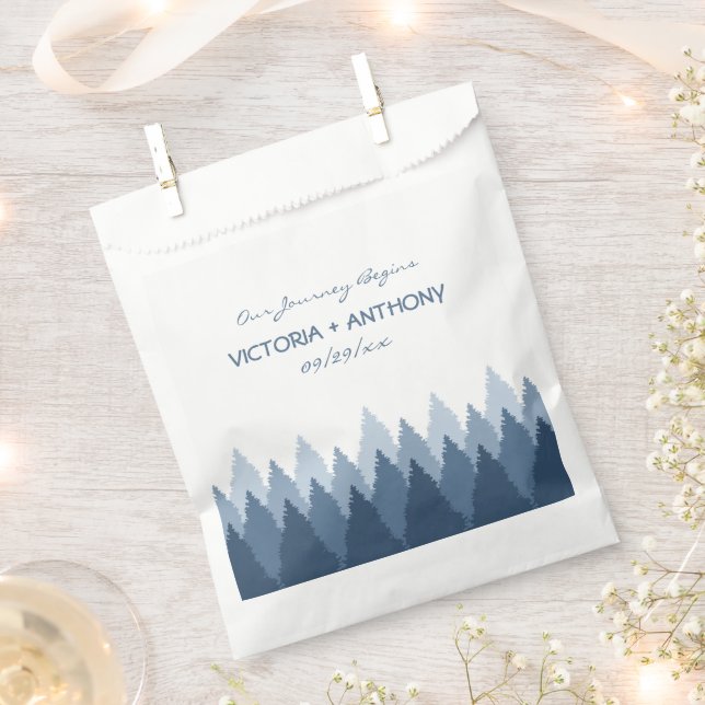 Blue Forest Range Woodland Wedding Favor Bag (Clipped)