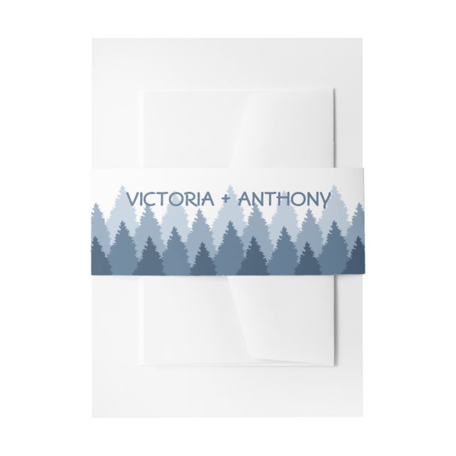 Blue Forest Range Woodland Wedding Invitation Belly Band (Front Example)