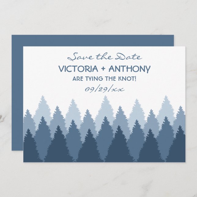 Blue Forest Range Woodland Wedding Save The Date (Front/Back)
