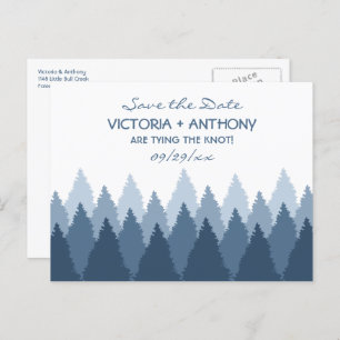 Blue Forest Range Woodland Wedding Save The Date Postcard