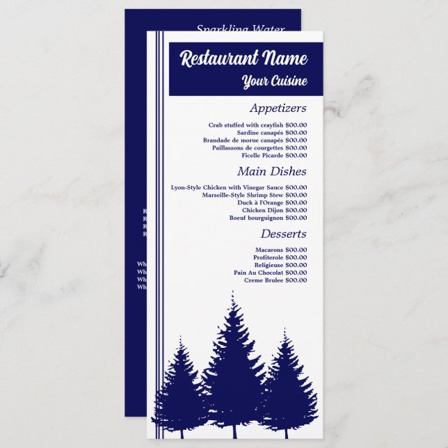 Blue Forest, Restaurant Slimline Menu (Front/Back)