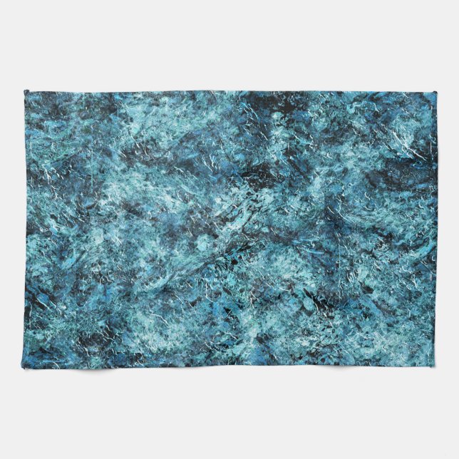 Blue forest under snow or broken glass style kitchen towel (Horizontal)