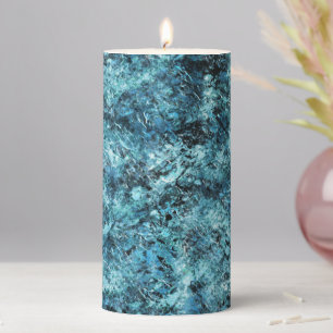 Blue forest under snow or broken glass style pillar candle