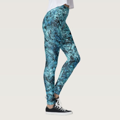 Blue forest under snow or cracked glass leggings