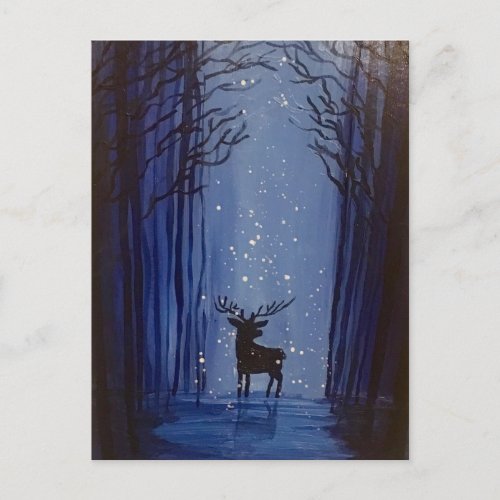 Blue Forest Winter Buck Postcard