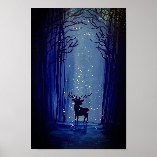 Blue Forest Winter Buck POSTER (Front)