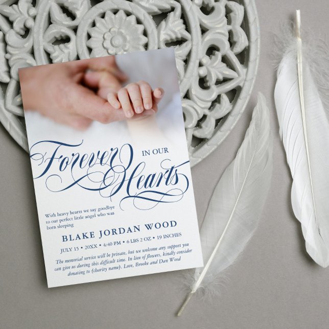 Blue Forever In Our Hearts Baby Boy Memorial Announcement (Creator Uploaded)