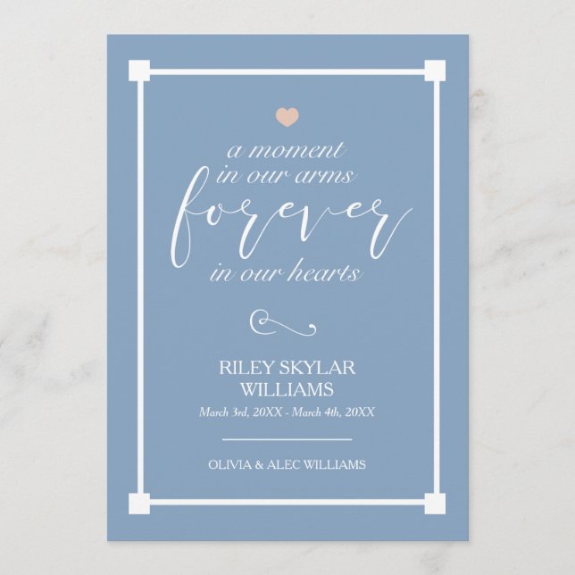 Blue Forever In Our Hearts Baby Memorial Program (Front)