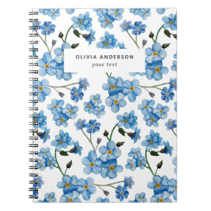 Blue Forget-Me-Not Floral Botanical Cottagecore Notebook