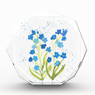 Blue Forget-me-not floral watercolor rustic Acrylic Award