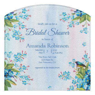 Blue Forget-me-not Flower Bridal Shower Door Sign