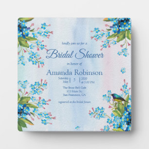 Blue Forget-me-not Flower Bridal shower party Plaque