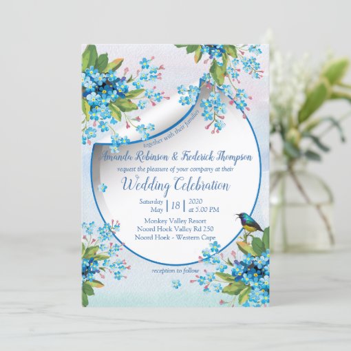 Blue Forget-me-not Flower Wedding Invitation | Zazzle