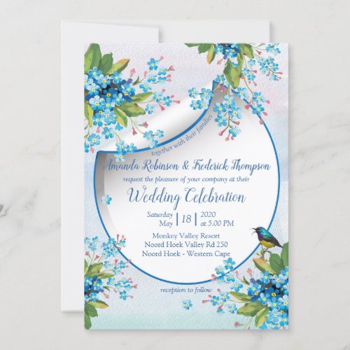 Blue Forget_me_not Flower Wedding Invitation