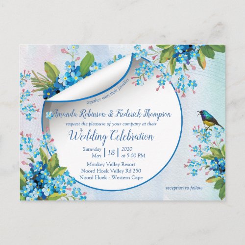 Blue Forget_me_not Flower Wedding Postcard