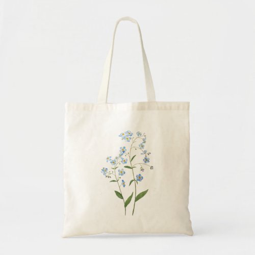 blue forget me not flowers 2021 watercolor tote bag