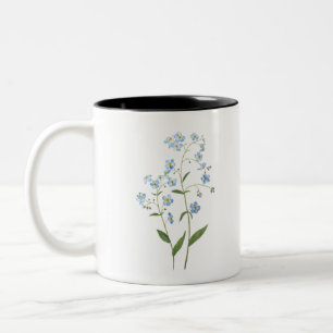blue forget me not flowers 2021 watercolor Two-Tone coffee mug