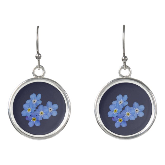Blue Forget-me-not Flowers Earrings (Front)