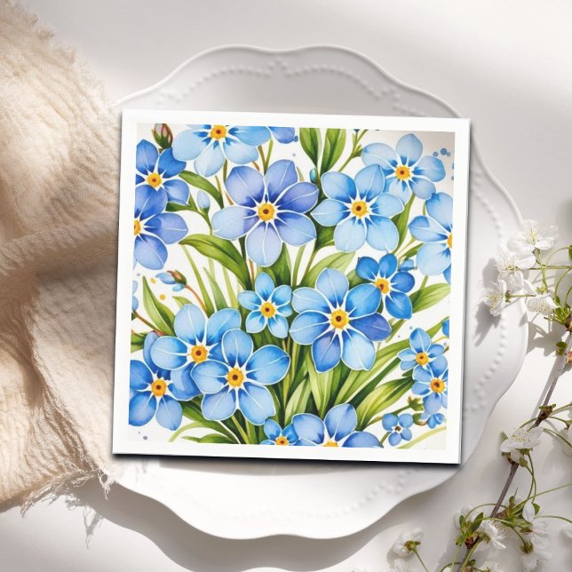 Blue Forget Me Not Flowers Elegant Napkins (Creator Uploaded)