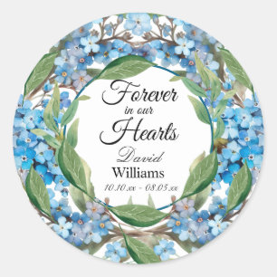 Blue Forget Me Not Flowers Funeral Classic Round Sticker