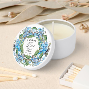 Blue Forget Me Not Flowers Funeral Mini Candle Favors